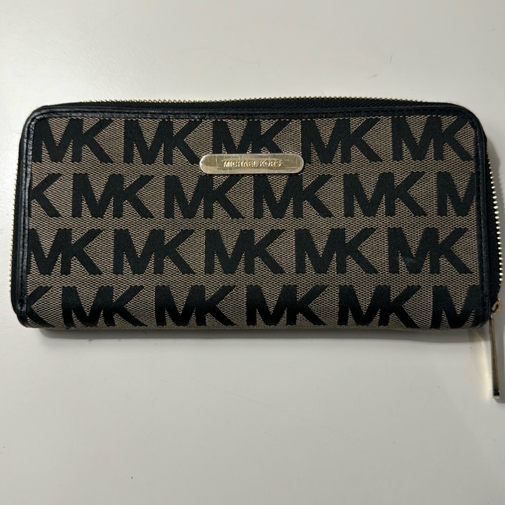 Michael Kors Tan and Black Logo Wallet